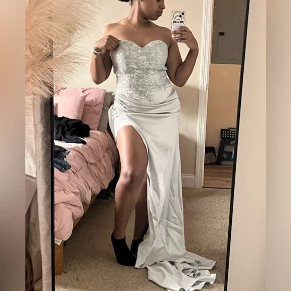 hebeos homecoming dresses Simple Mermaid Sweetheart Side Slit Soft Satin Party Prom Dresses 2023